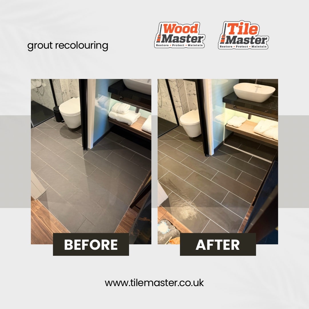 Tilemaster Grout Recolouring in a Hotel Bathroom: Transforming Tiles with ...