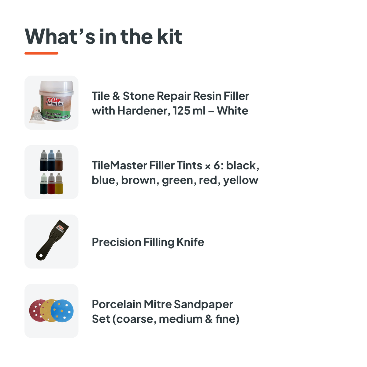 What's in the Complete Tile Repair Kit