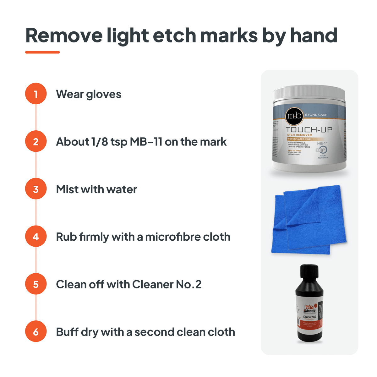 How to use the MB-11 Marble Etch & Water Ring Kit
