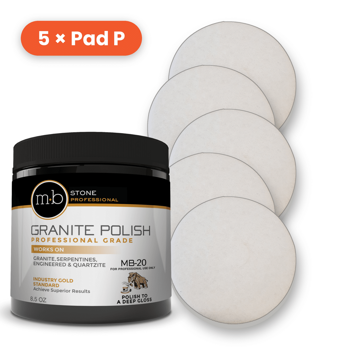 MB-20 Granite Polish with 5 Pad P polishing pads