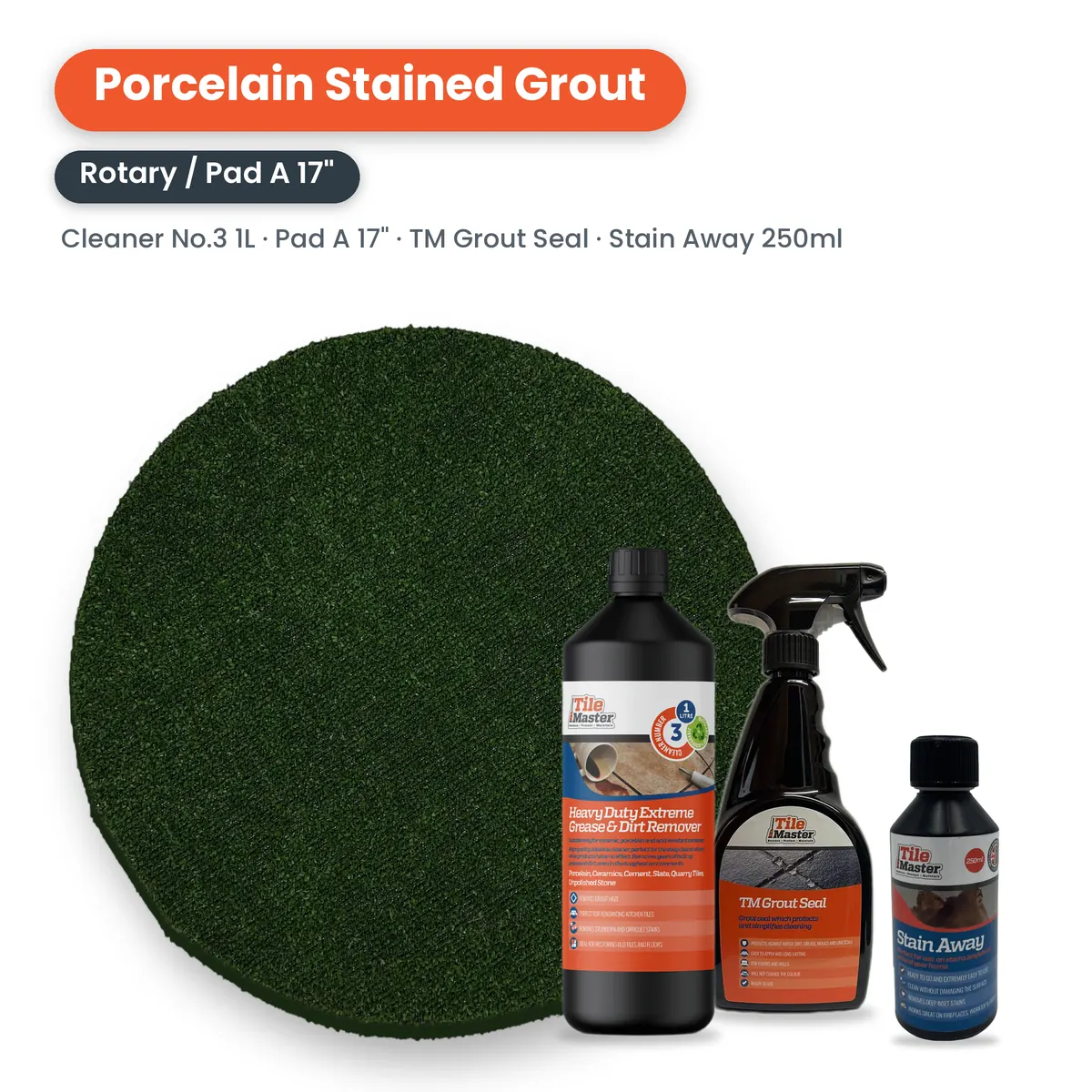 Porcelain Stained Grout Kit, Rotary Machine