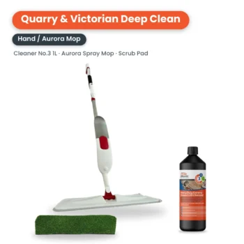 Quarry & Victorian Deep Clean Kit – Hand / Mop: Aurora Spray Mop, Scrub Pad and 1 litre TileMaster Cleaner No.3