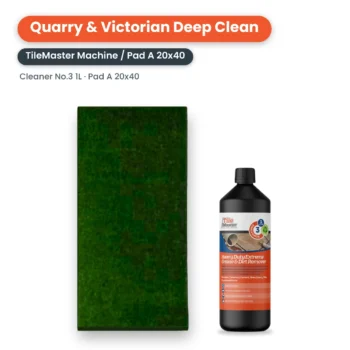 Quarry & Victorian Deep Clean Kit – TileMaster Machine: Pad A 20cm x 40cm and 1 litre TileMaster Cleaner No.3