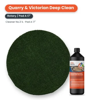 Quarry & Victorian Deep Clean Kit – Rotary Machine: 17" Pad A and 1 litre TileMaster Cleaner No.3