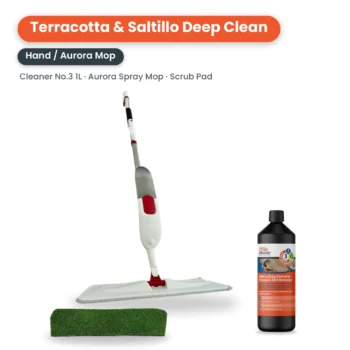 Terracotta & Saltillo Deep Clean Kit – Hand / Mop: Aurora Spray Mop, Scrub Pad and 1 litre TileMaster Cleaner No.3