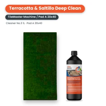 Terracotta & Saltillo Deep Clean Kit – TileMaster Machine: Pad A 20cm x 40cm and 1 litre TileMaster Cleaner No.3