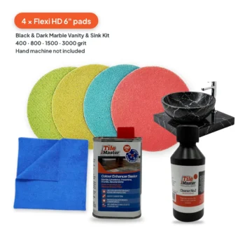 Black & Dark Marble Vanity & Sink Kit with Flexi Diamond Pads (4 Pad Set)